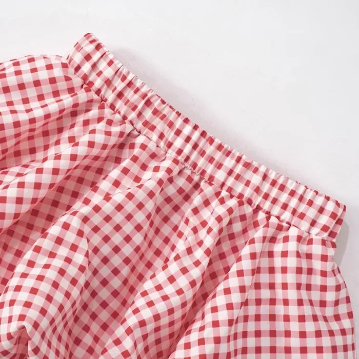 2 Piece Skirt Set for Women Bow Decoration Long Sleeves Top and Versatile Plaid Dresses Y2k Suit Spring and Summer 2025 New