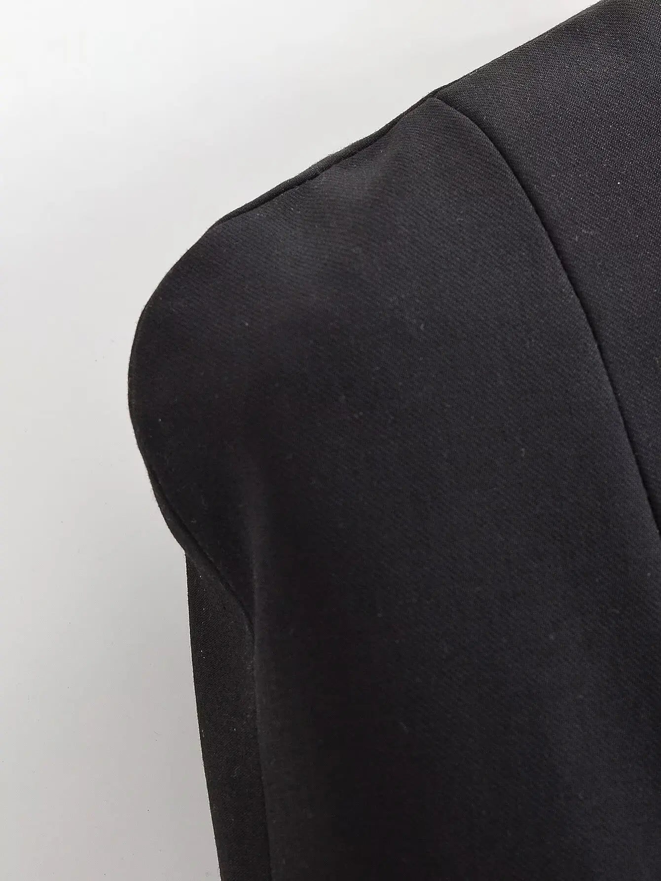 Elegant Black Stand Collar Double Breasted Jacket for Women