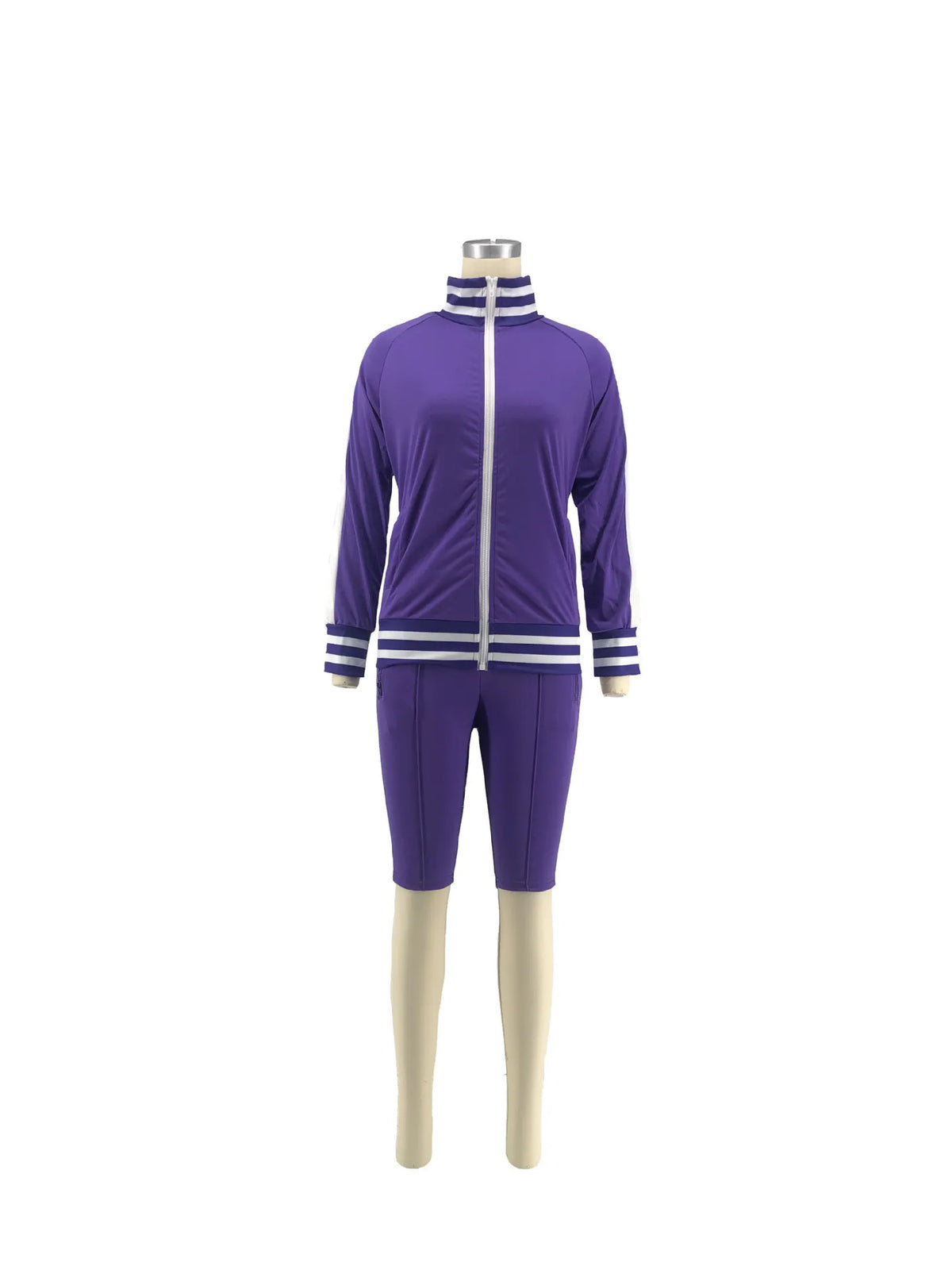 Casual Cold Shoulder Zipper Tracksuit Set for Women