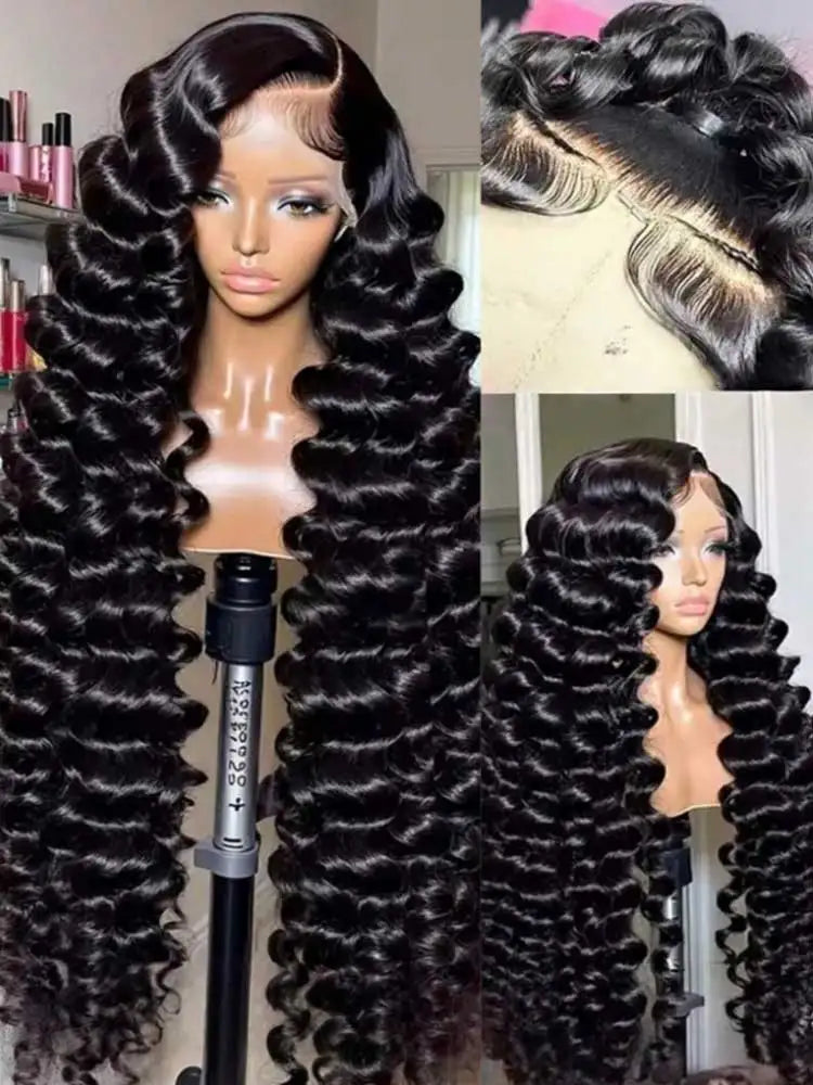 Loose Deep Wave Brazilian Remy Hair Frontal Wig For Women