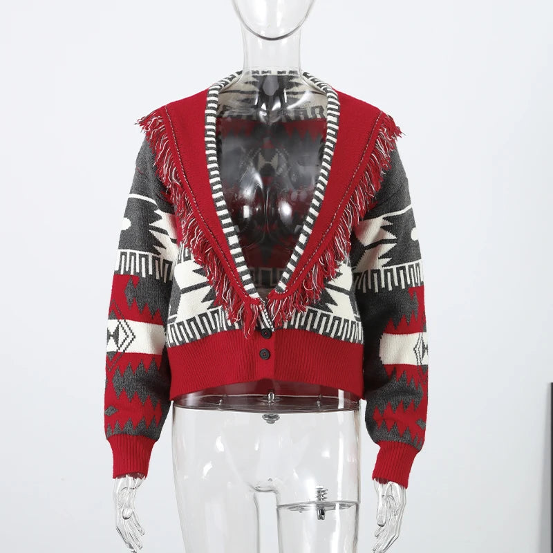 Casual Tassel Knit Open Front Long Cardigan for Women