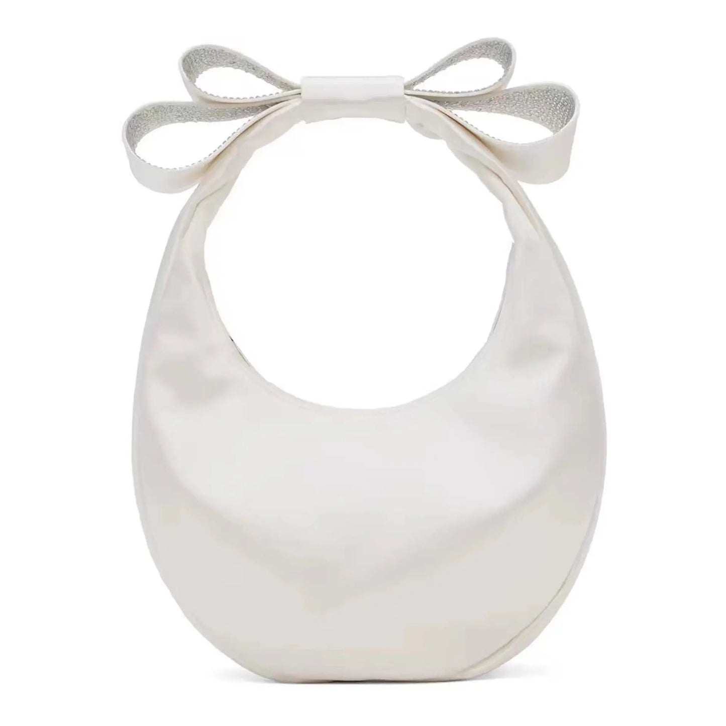 Crescent Bow Satin Handbag