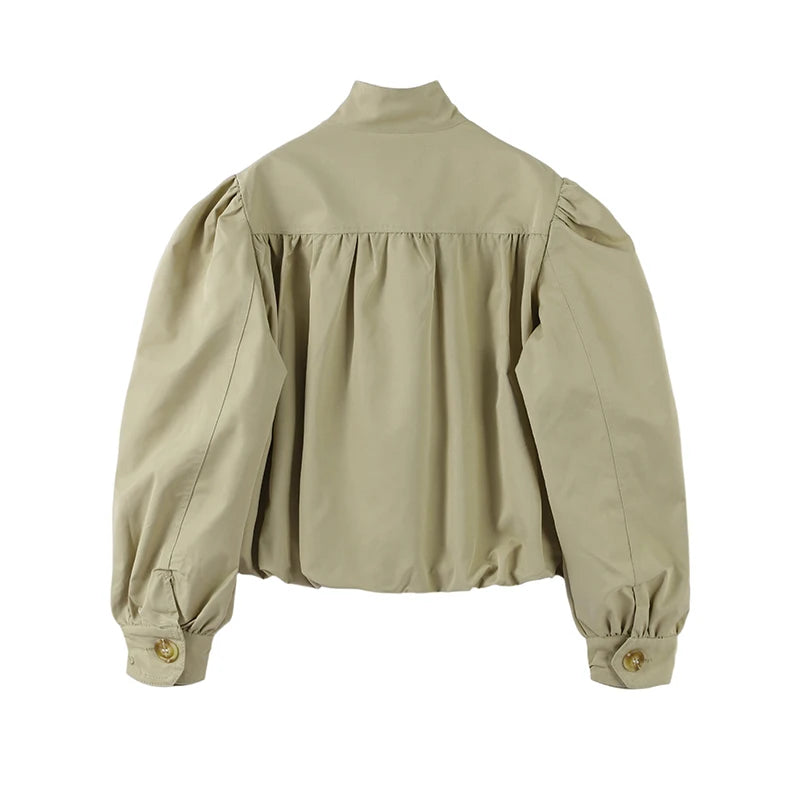Lightweight Standup Collar Solid Short Jacket for Women
