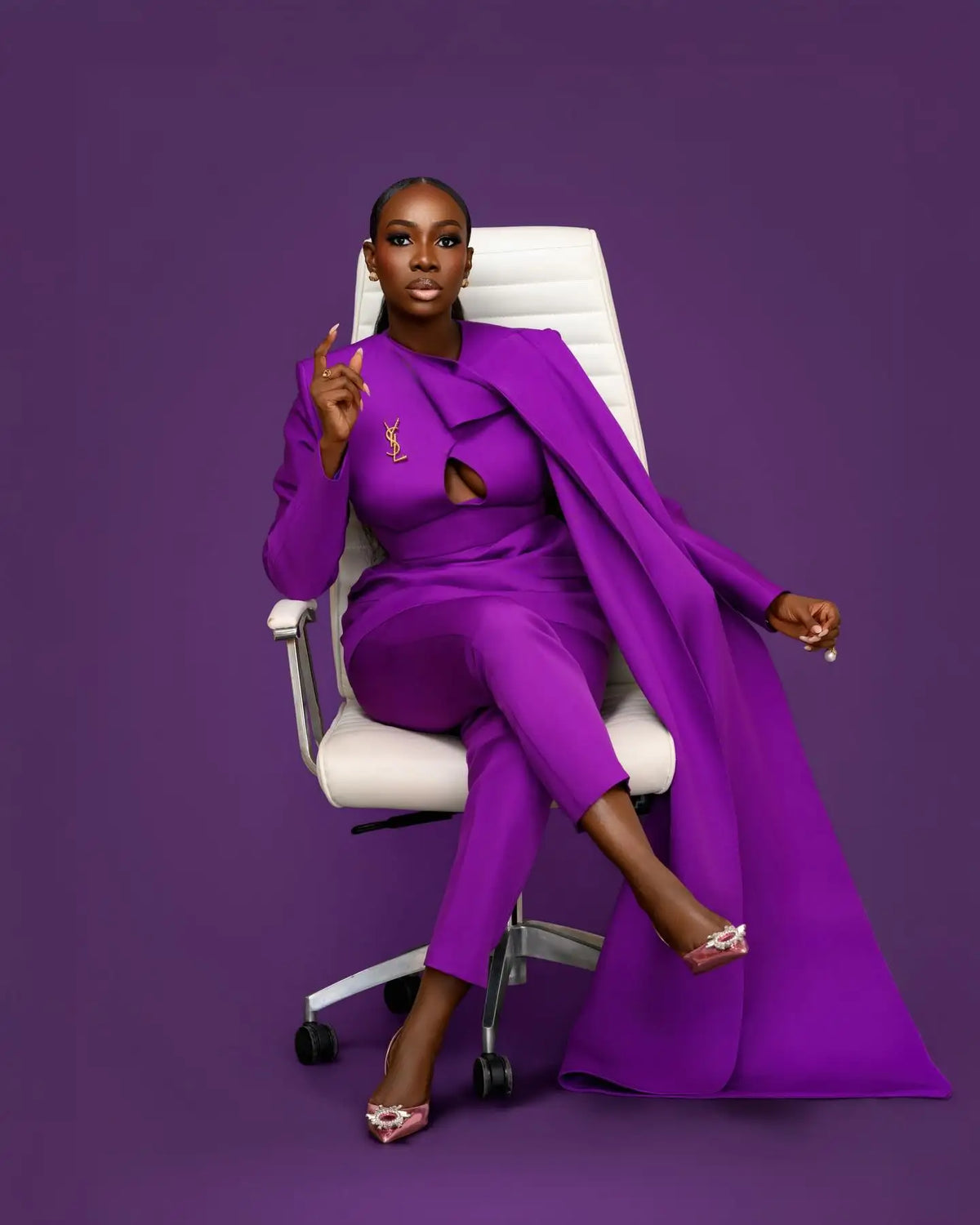Purple Cotton Jersey Blazer Two Piece Set for Women
