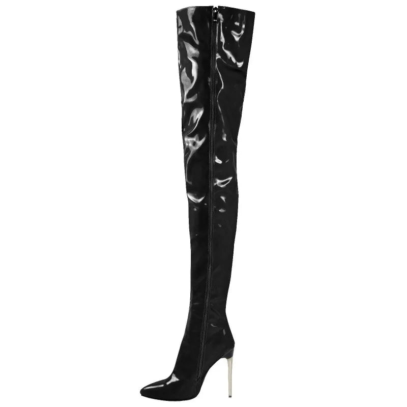 Patent Leather Over The Knee Stiletto Boots for Women