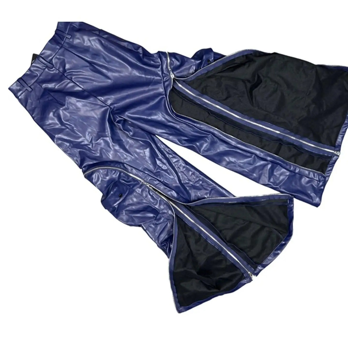 High Waist Wide Leg Faux Leather Cargo Pants for Women