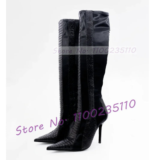 Python Stiletto Knee Boots