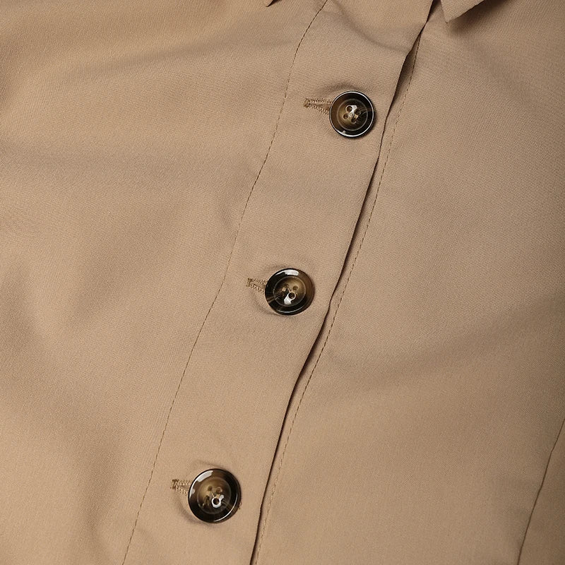 Belted Button Up Maxi Shirt Dress