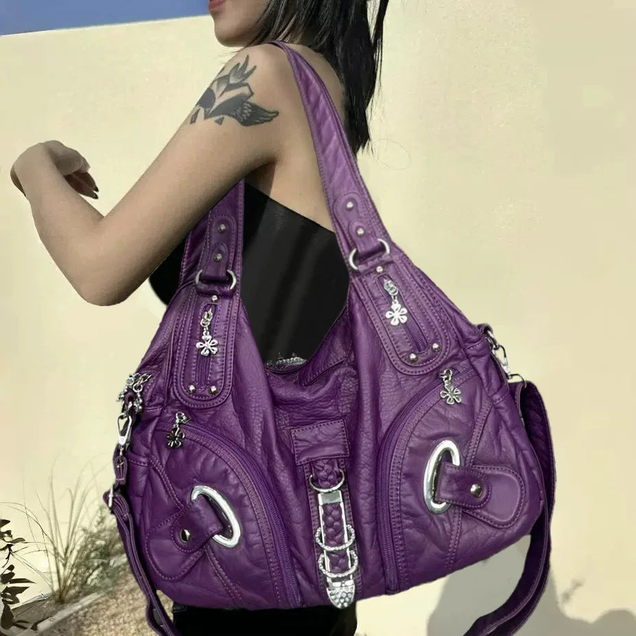 Roomy Retro Punk Crossbody Handbag