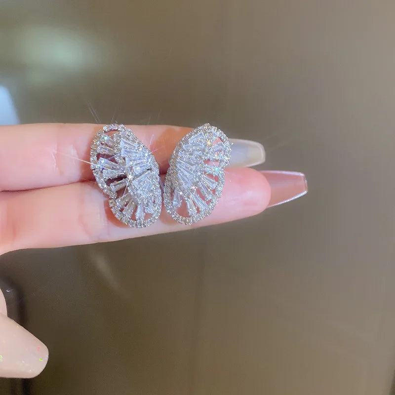 Cubic Zirconia Butterfly Stud Earrings
