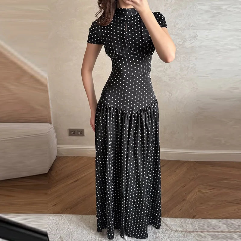 Elegant Hollow Out Lace Up Ankle Length Dress for Women