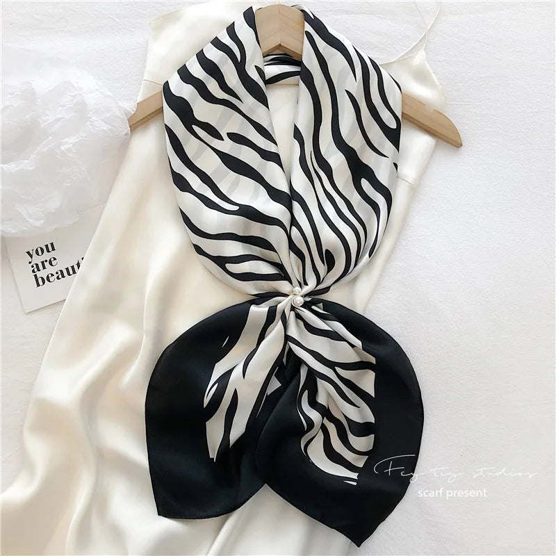Elegant Art Gallery Style 100% Pure Silk Scarves For Women Soft Thin Striped Mulberry Silk Square Scarf Versatile For Spring Sum