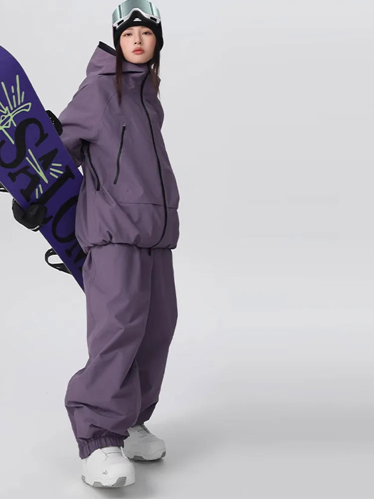 Waterproof Fleece-Lined Hooded Windbreaker Set for Women
