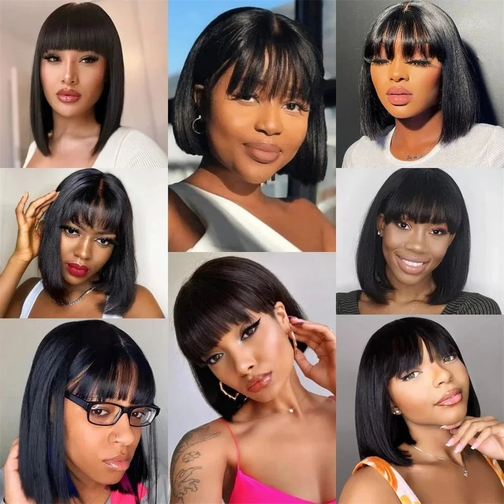 Straight Glueless HD Lace Bob Wig With Bangs for Women