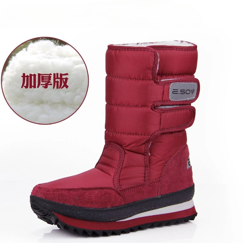 Thick Waterproof Plush Mid Calf Snow Boots for Women