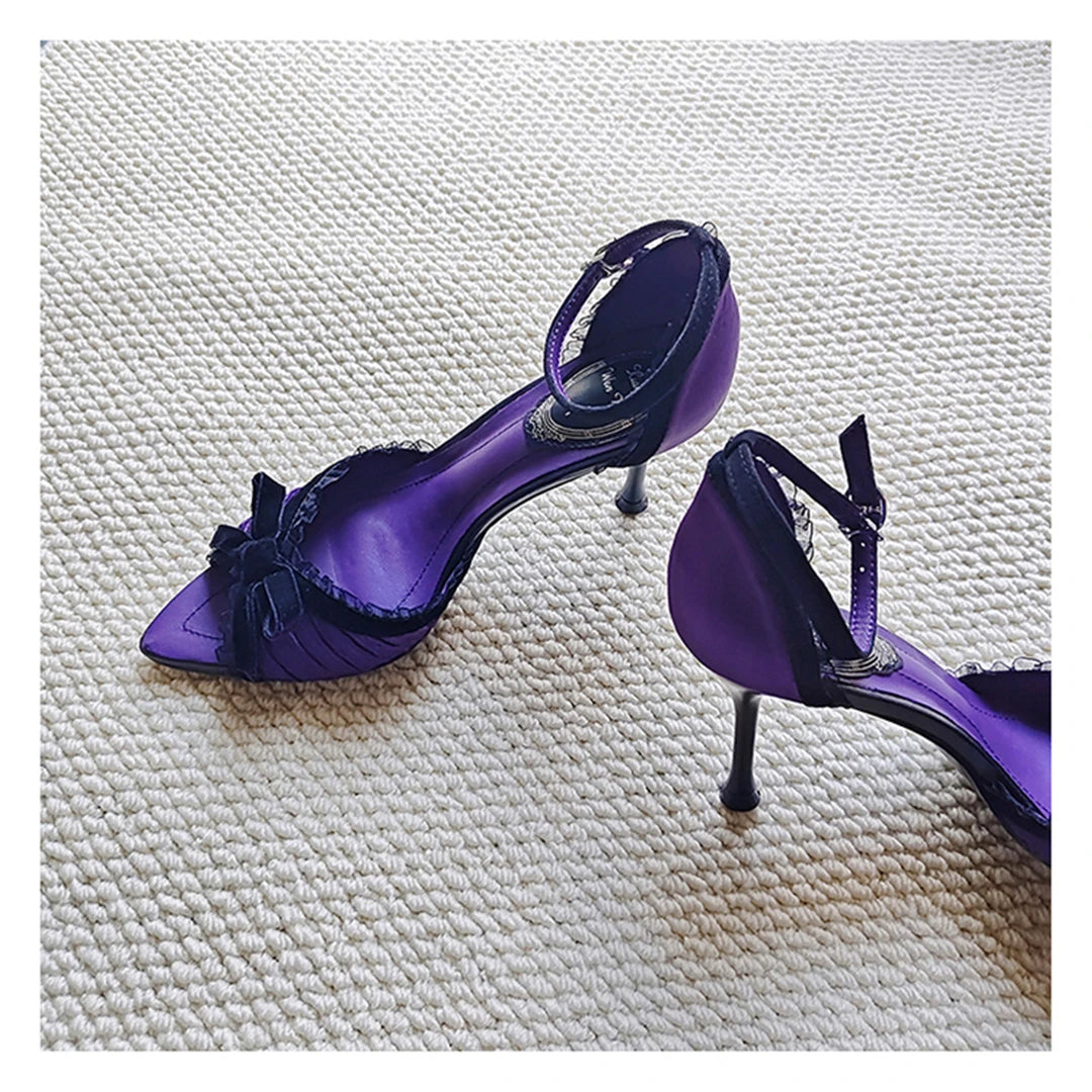 Pointed Open Toe Bow Detail High Heel Sandals for Women