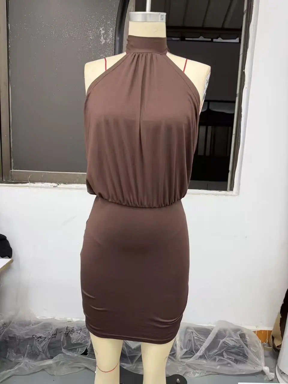Summer Turtleneck Sleeveless Bodycon Mini Dress for Women