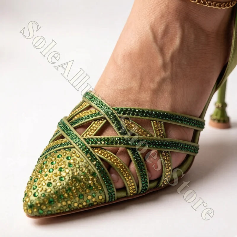 Pointed Toe Patent Leather Crisscross Straps Pumps For Women