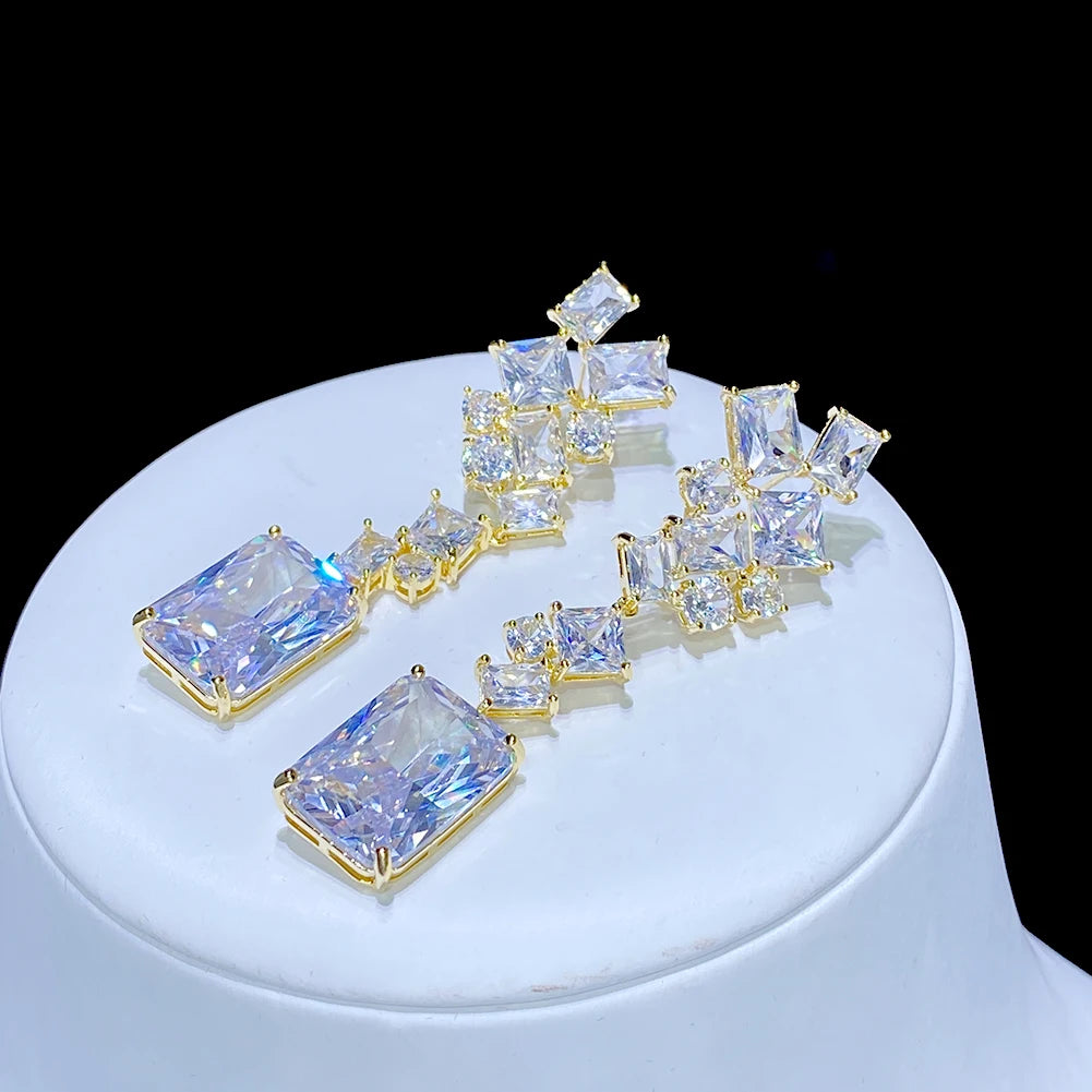Elegant Geometric Water Drop Crystal Earrings for Women