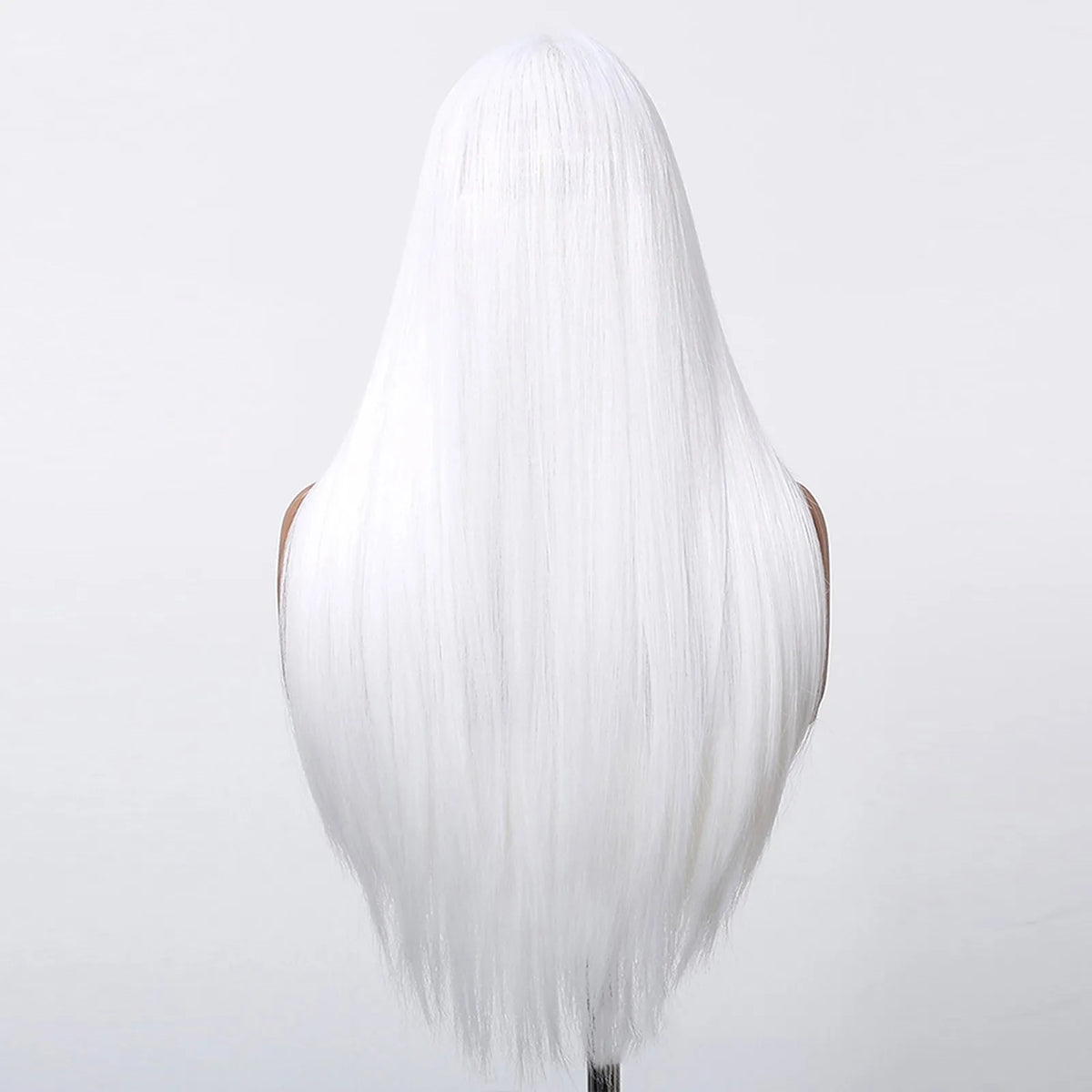 Long Straight White Synthetic Wig With Center Part for Women