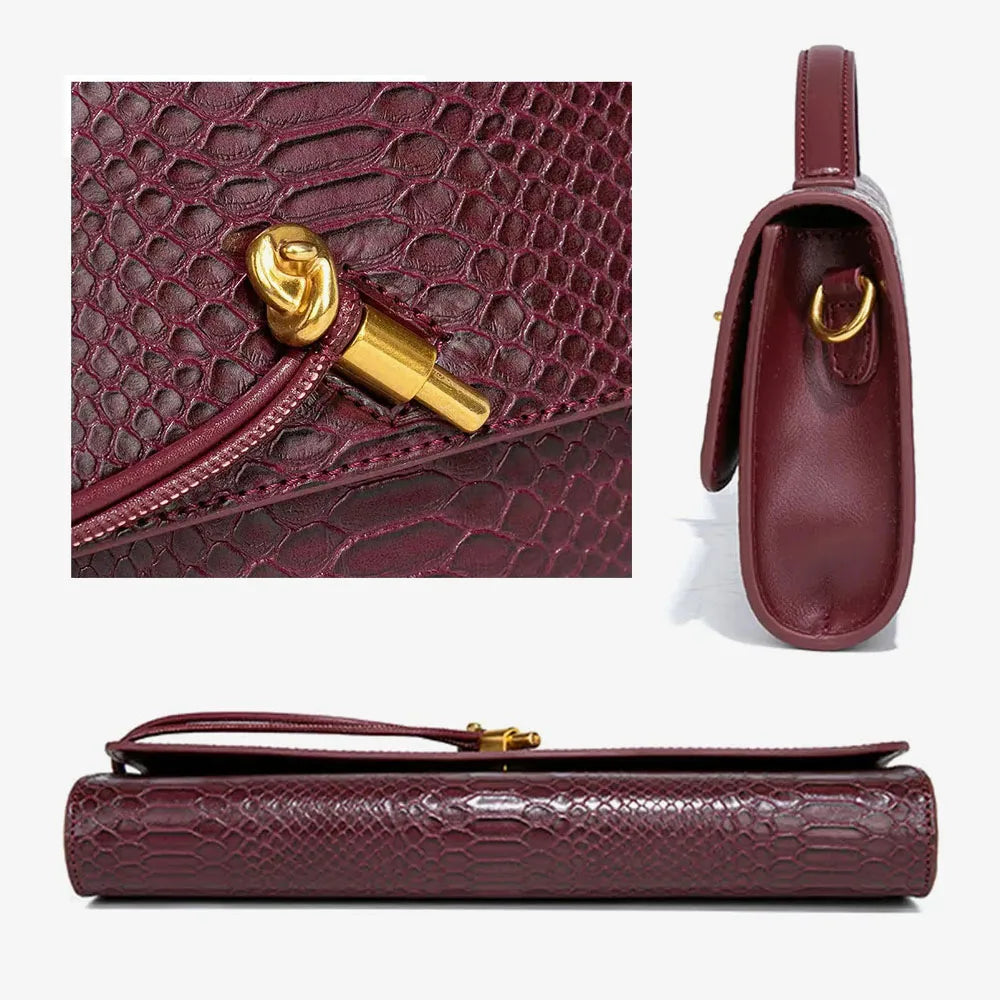 Crocodile Pattern Polyurethane Leather Top Handle Bag for Women