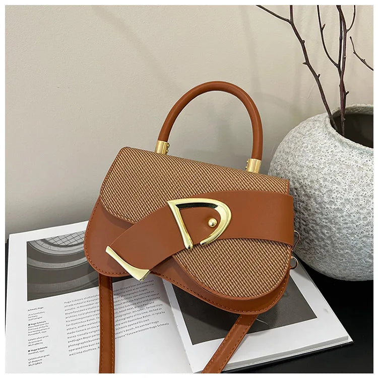Women's Elegant Minimalist Shoulder Bag Golden-Tone Hardware Adjustable Strap Formal Purse Durable Handbag Fashionable Tote
