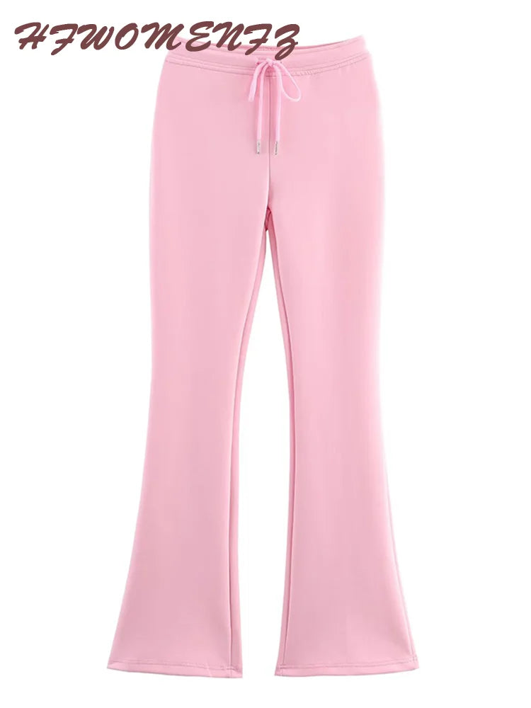 Solid Zip Front Coat and Trousers Two Piece Set for Women Autumn