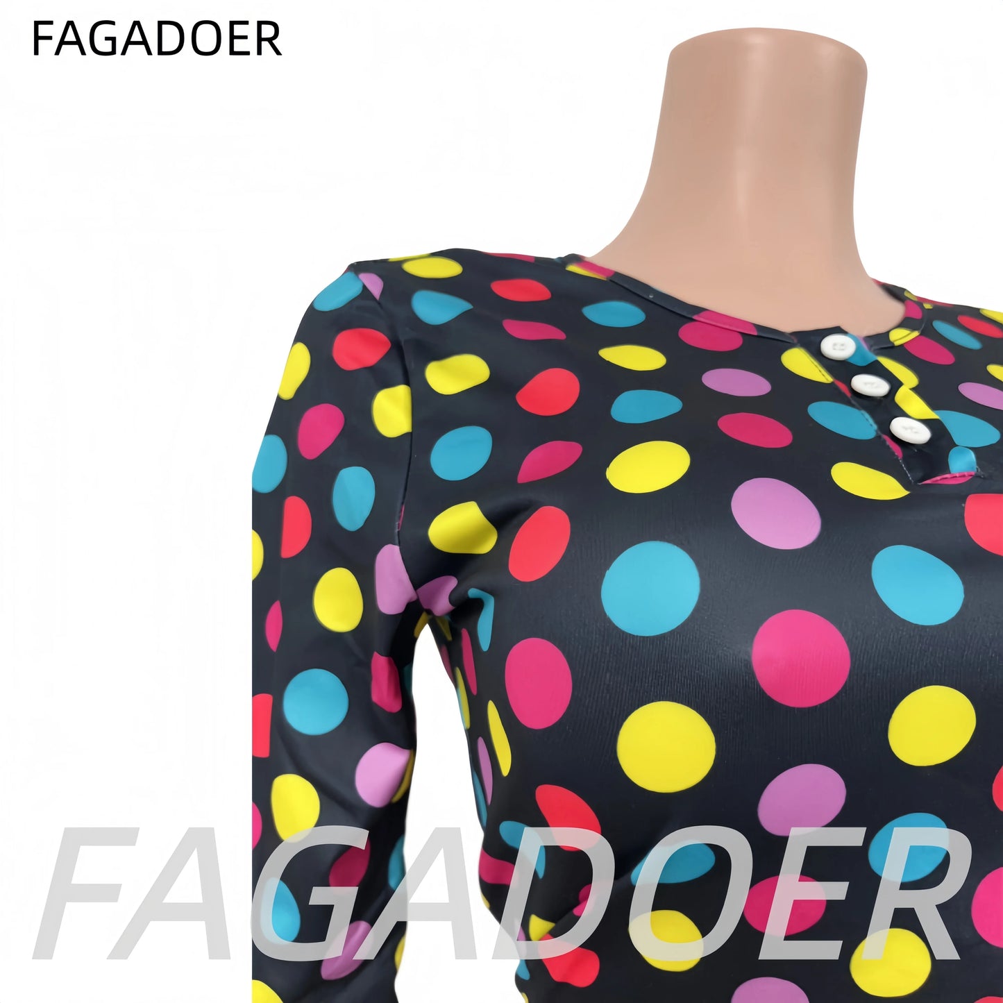 Cute Colorful Polka Dot Print Two-Piece Set for Women