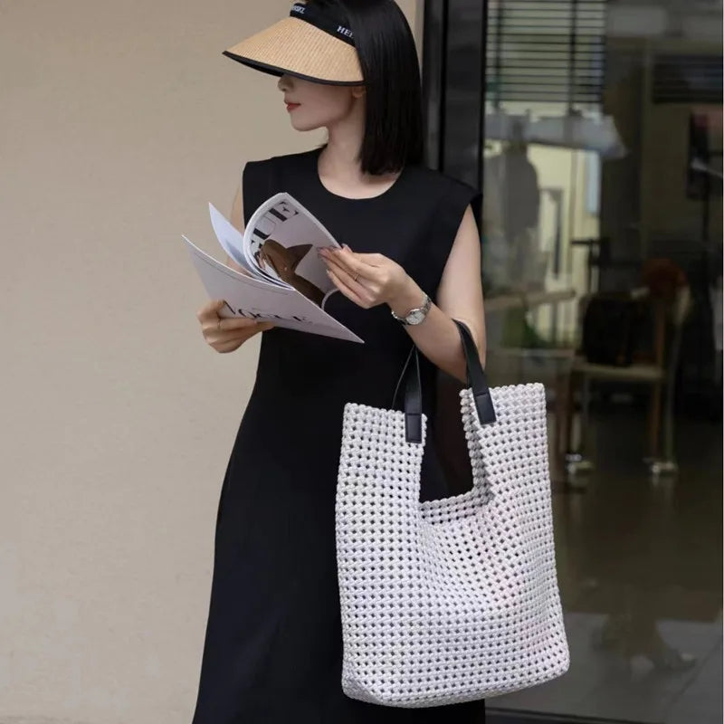 Rope Woven Shoulder Tote Bag