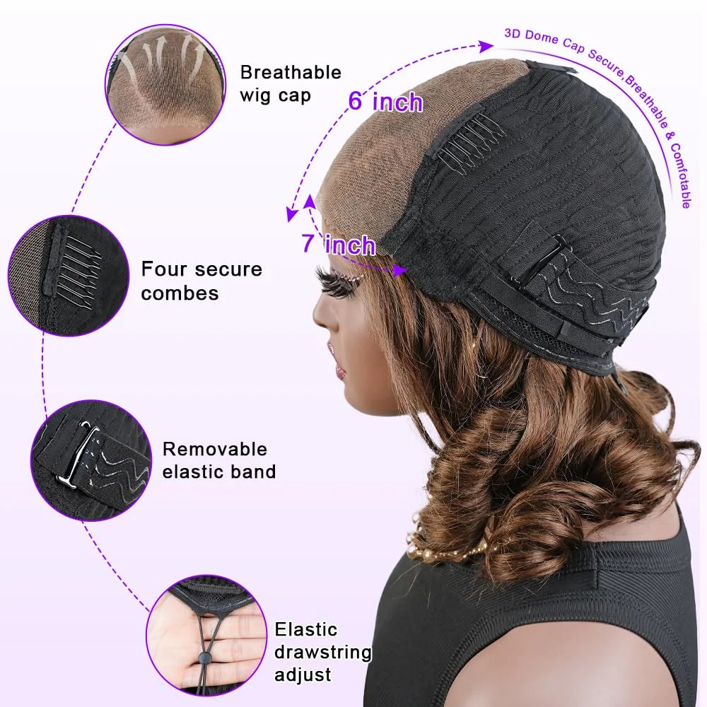 Pre Plucked Transparent Body Wave Lace Front Bob Wig For Women