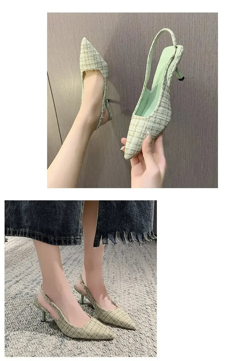 Elegant Blue Pointed Toe Slingback Pumps for Women