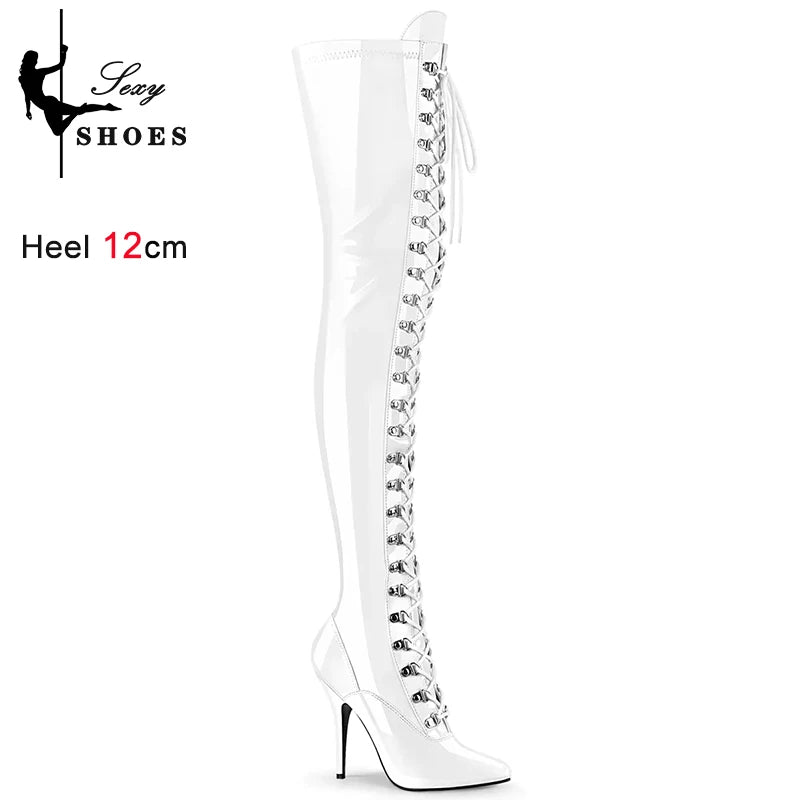 Plus Size Over-The-Knee Leather Stiletto Boots for Women