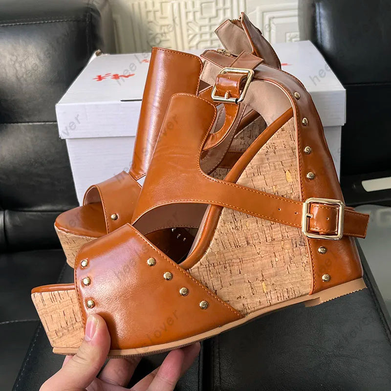 Super High Platform Open Toe Wedge Sandals For Women