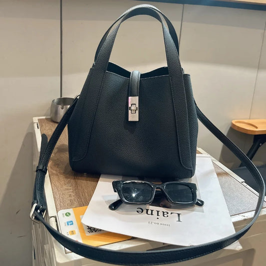 Brand Genuine Leather Basket Bag Women Luxury Fashion Simple Texture Tote Bag New Versatile High-end Shoulder Bag Messenger Bag