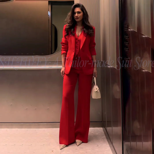 Spring Autumn Fashion Office Lady Pant Suits for Women Elegant Female Suit Blazer Vest Trousers Pant Sets For Women 3 Pieces
