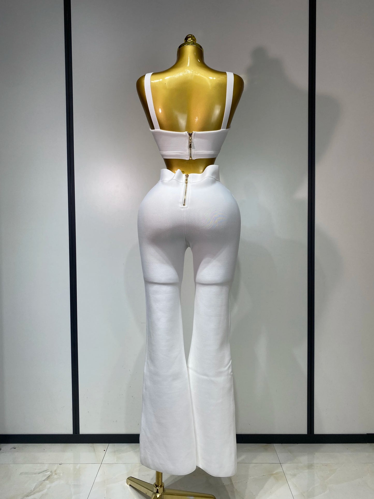 Women Sexy Bandage Crop Top Pant Set Evening Party Club Luxury Birthday High Street Fashion Elegant Luxury Birthday Outfit ﻿