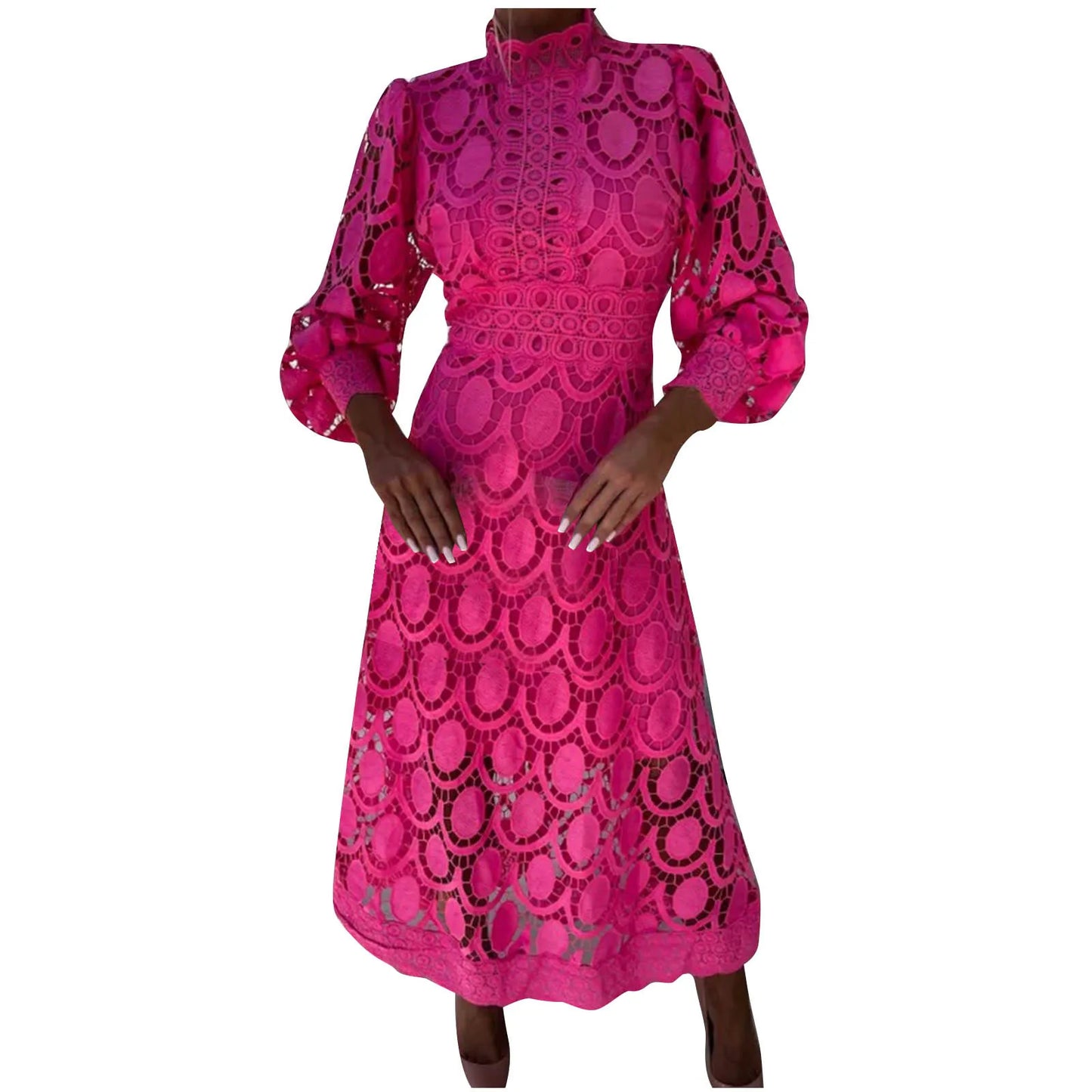 Elegant Lace with Hollow Detailing Maxi Dress for Women