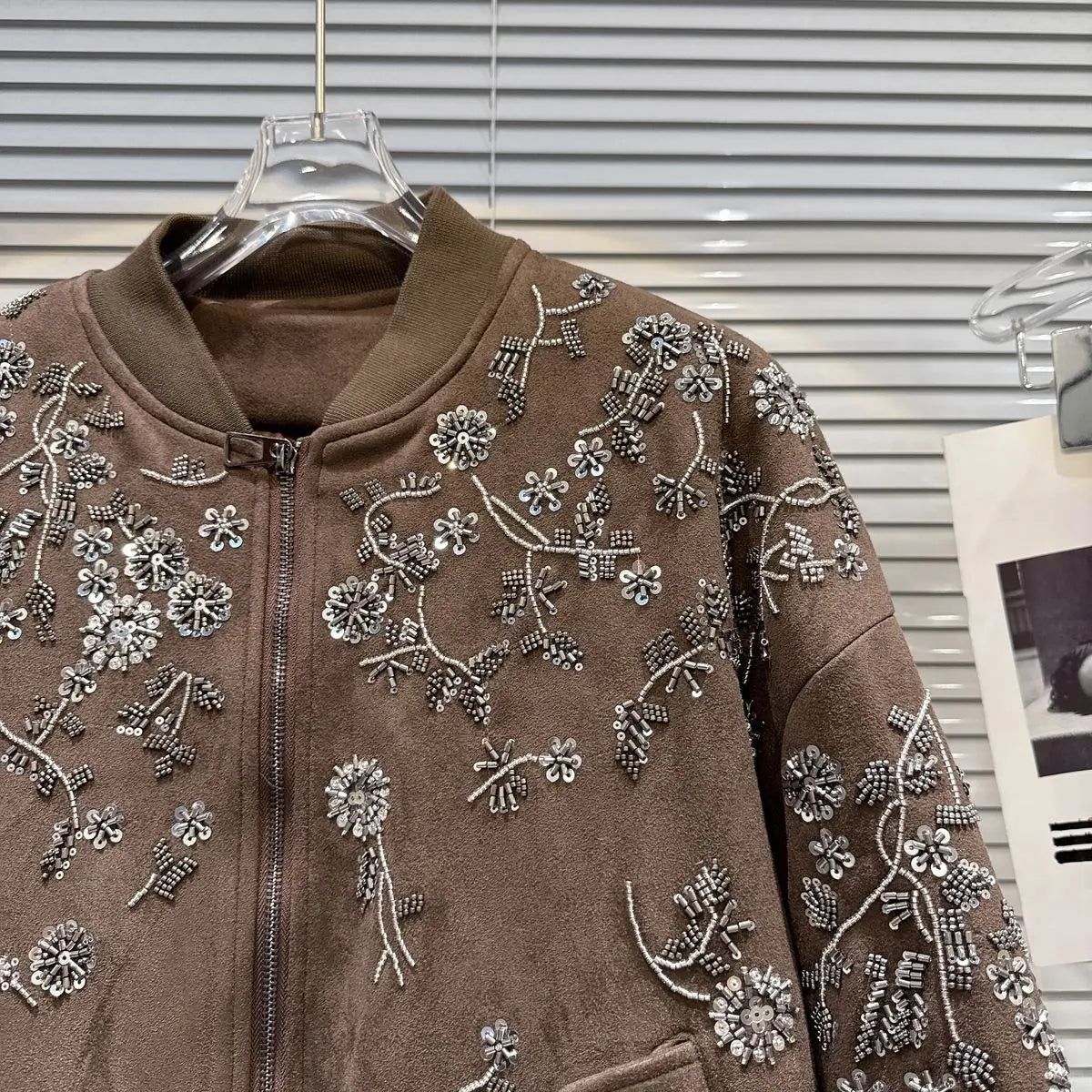 2026 Winter New Coat for Women,Retro Heavy Industry Nail Bead Suede Embroidery Loose Cotton Jacket