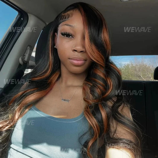 Body Wave Highlight Ombre Colored 13X4 Lace Front Wig Human Hair 1B/30 Black Brown 13X6 Lace Frontal Brazilian Wig For Women
