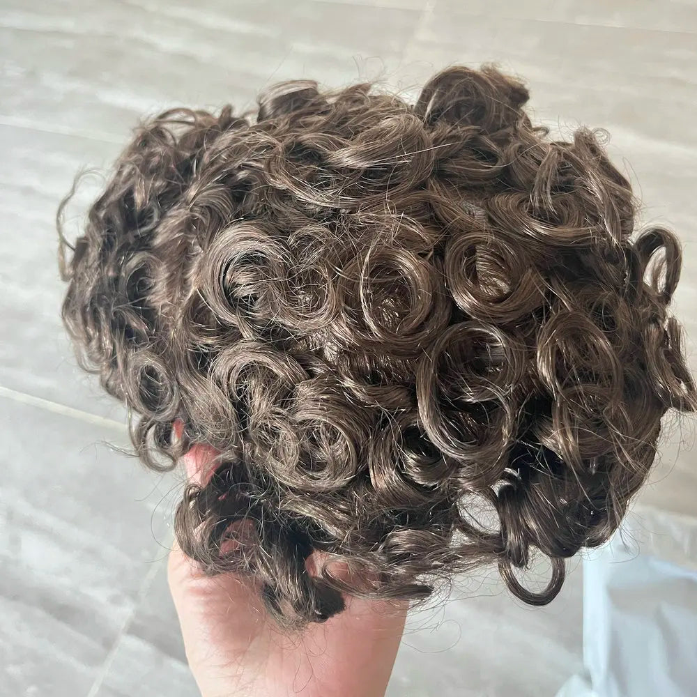 Curly Human Hair Toupee With Natural Hairline for Women