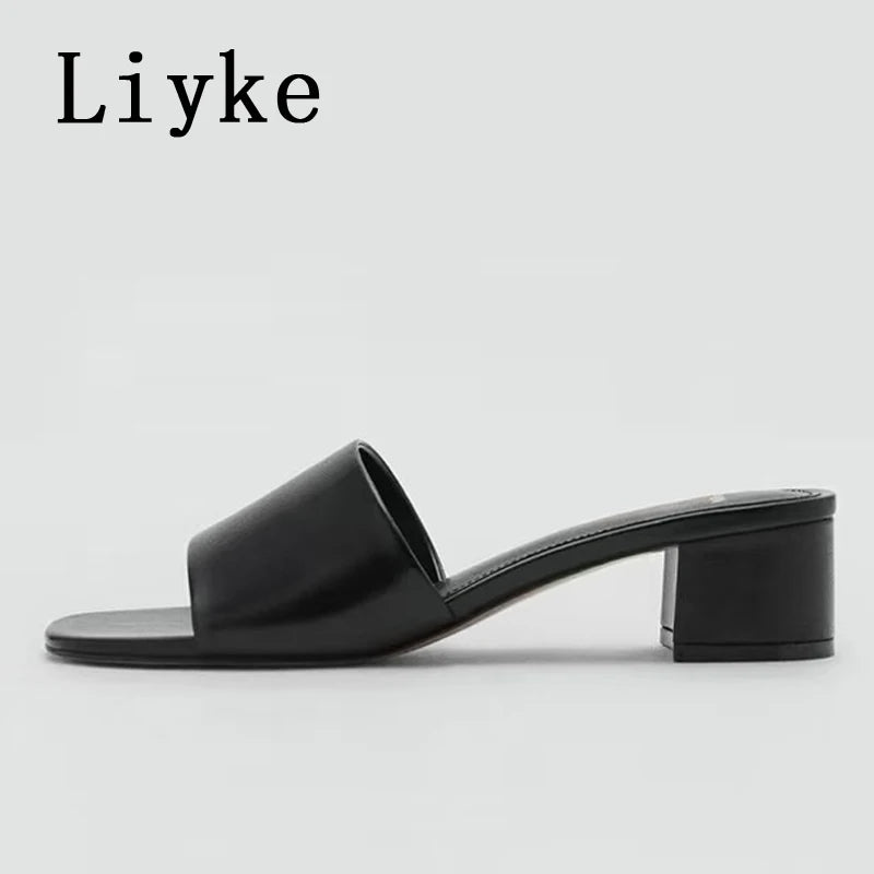 Premium Soft Leather Comfort Flat Slides for Women