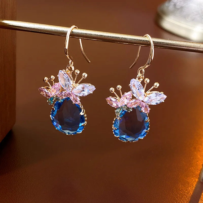 Butterfly Cubic Zirconia Drop Earrings