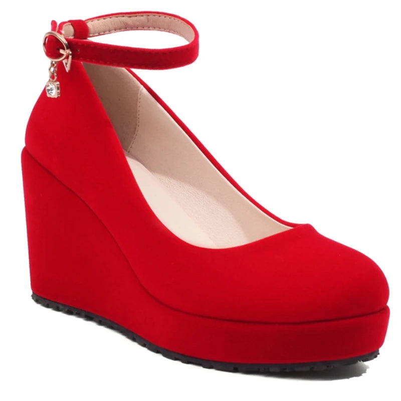 Buckle Strap Platform Wedge Heels