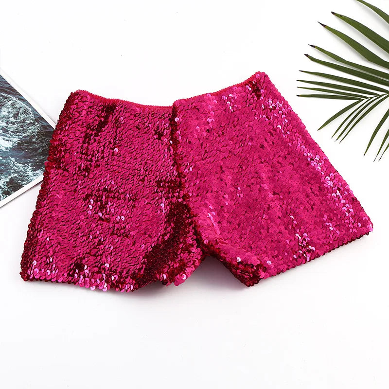 FAGADOER Y2K Sexy Sequin Shorts for Women Purple Golden Sparkling Low Waist Skinny Shorts Hot Girl Streetwear Bottoms 2025 New