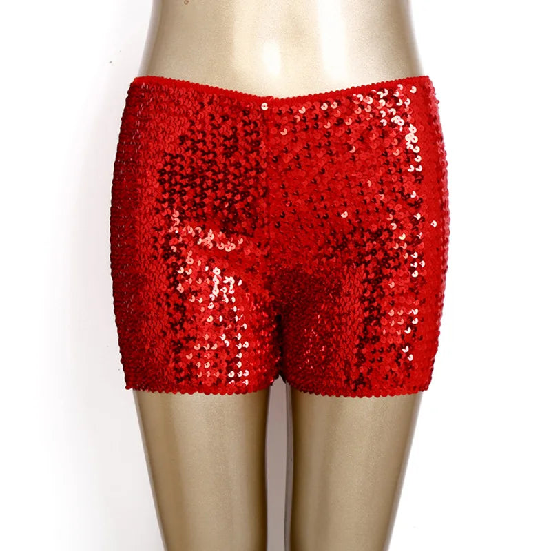 FAGADOER Y2K Sexy Sequin Shorts for Women Purple Golden Sparkling Low Waist Skinny Shorts Hot Girl Streetwear Bottoms 2025 New