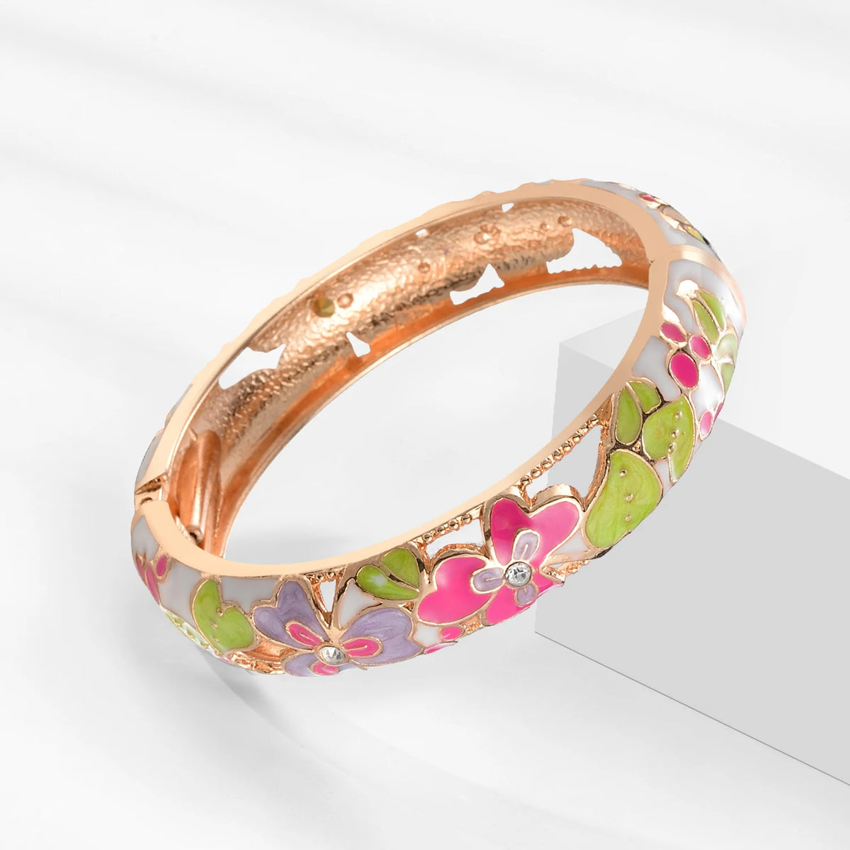 White Enamel Bohemian Bangle Bracelet