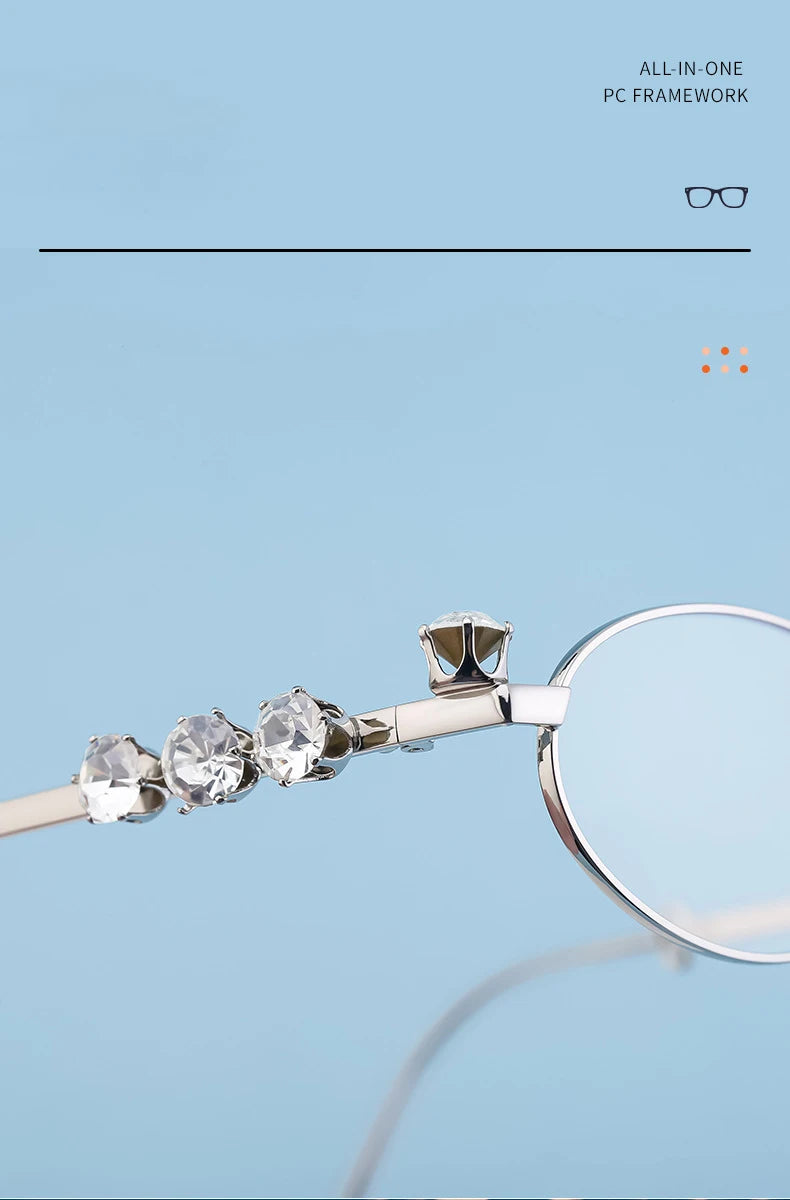 Oval Rhinestone Blue Light Reading Glasses for Women
