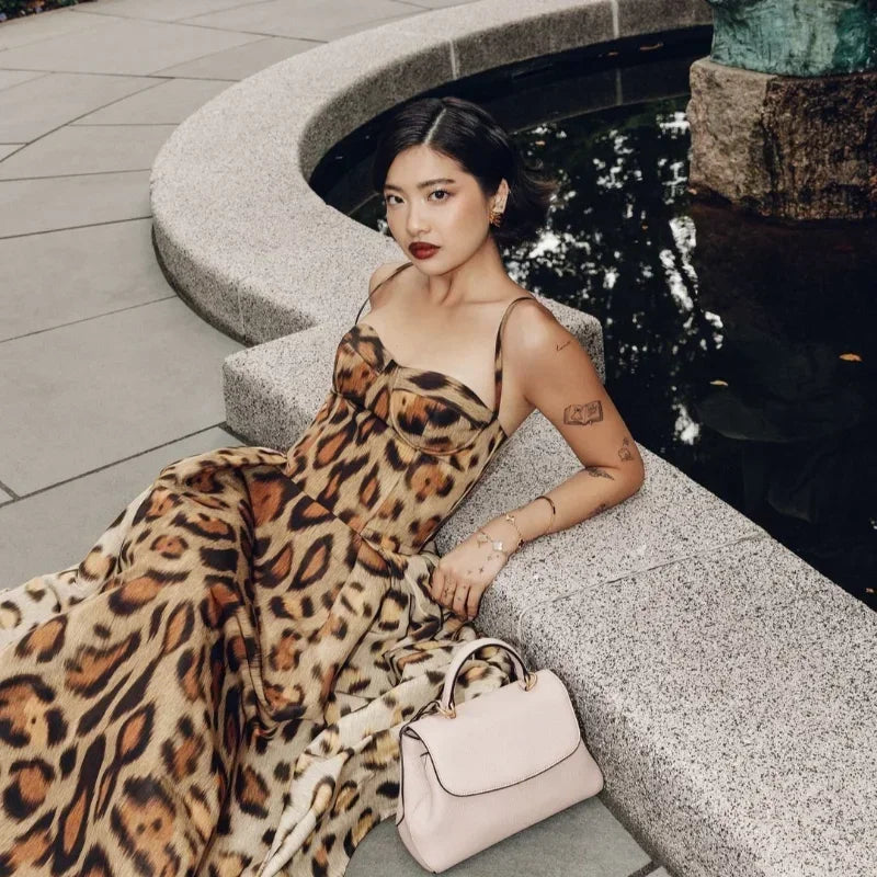 Leopard Print Open Back Sleeveless Mini Dress For Women