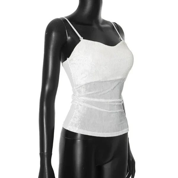 Knit Crop Tops for Women Sleeveless Sexy Vests New Spring Summer 2025 Backless Off Shoulder with Bra Pad Slim Casual Tank Camis