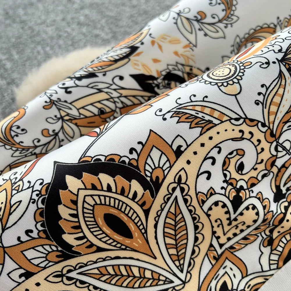 Elegant Printed Mesh Spliced A Line Maxi Dress for Women